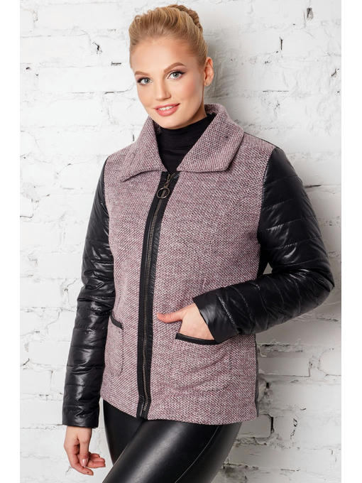 Демисезонная комбинированная женская куртка с черными рукавами — изображение 2