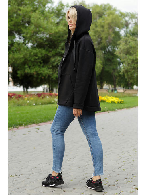 Кофта спортивная с молнией и капюшоном черная — изображение 3