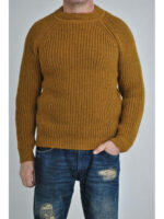 Шерстяной мужской свитер с рукавом реглан цвета горчицы