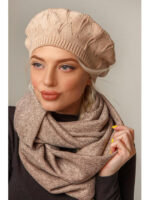 Шарф-снуд с люриксом трикотаж, бежевый