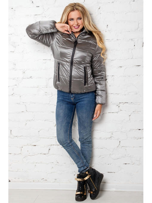 Модная женская куртка на весну, осень в цвете стали — изображение 2