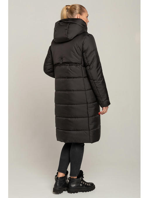 Женское зимнее пальто из плащевки в черном цвете р. 46-58 — изображение 2