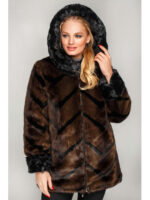 Полушубок из искусственного меха норка черно-коричневая