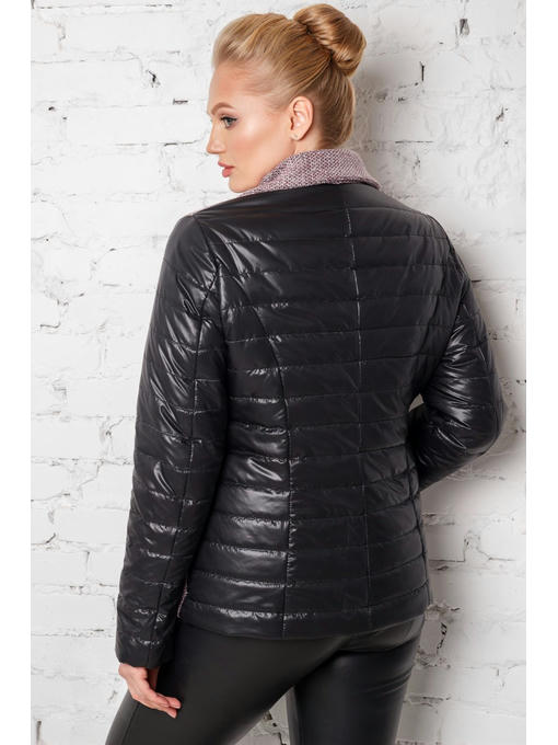 Демисезонная комбинированная женская куртка с черными рукавами — изображение 3