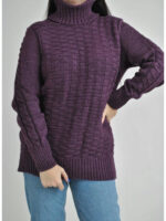 Удлиненный женский свитер Плетение фиолетовый