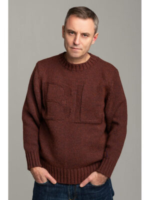 Зимний мужской шерстяной свитер терракотовый