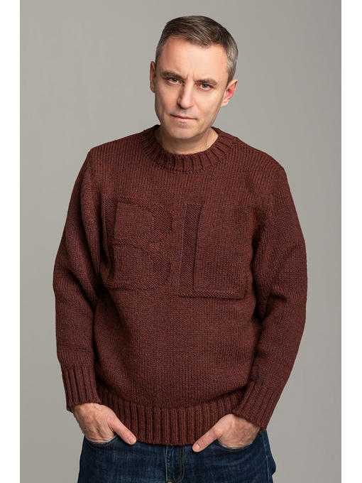 Зимний мужской шерстяной свитер терракотовый