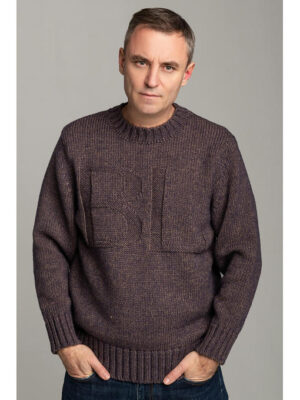 Зимний мужской шерстяной свитер фиолетовый