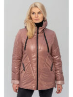 Модная куртка на межсезонье больших размеров в цвете пудра