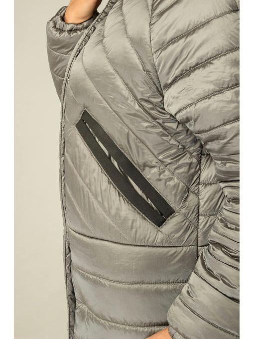 Молодежное модное демисезонное пальто в стиле оверсайз стального цвета — изображение 8