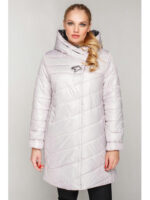 Красивая женская куртка жемчужного цвета на весну/осень удлиненная, прямого кроя