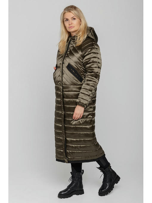 Молодежное модное демисезонное пальто в стиле оверсайз цвета хаки — изображение 3