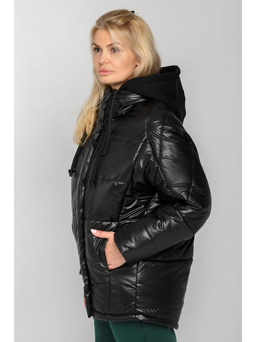 Женская зимняя куртка с капюшоном черная — изображение 3