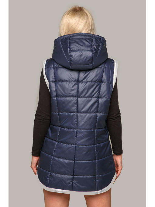 Жилетка Мери из плащевки женская капюшоном осень / весна в синем цвете, р. 50-60 — изображение 2