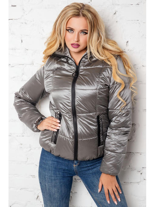 Модная женская куртка на весну, осень в цвете стали