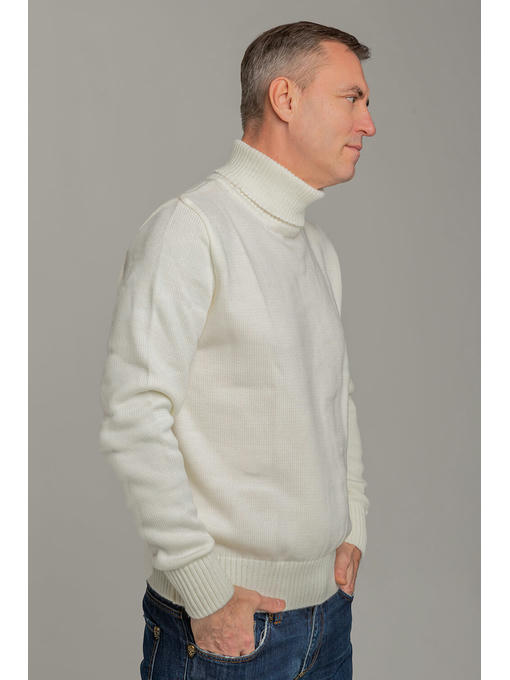 Стильный свитер с высоким горлом Поло молочный — изображение 2