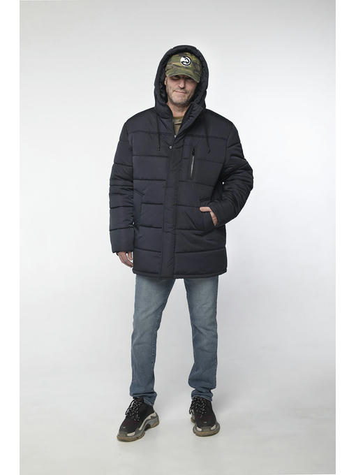 Стильная мужская зимняя куртка темно-синего цвета — изображение 4