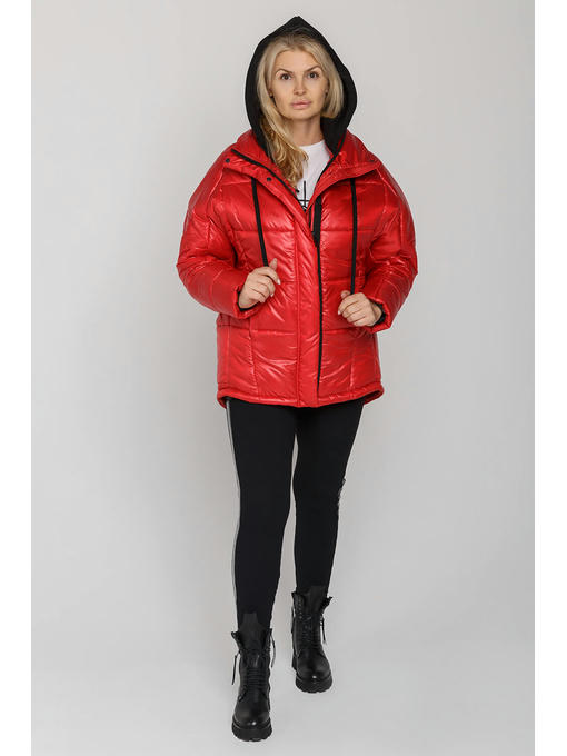 Женская зимняя куртка с капюшоном красная — изображение 7