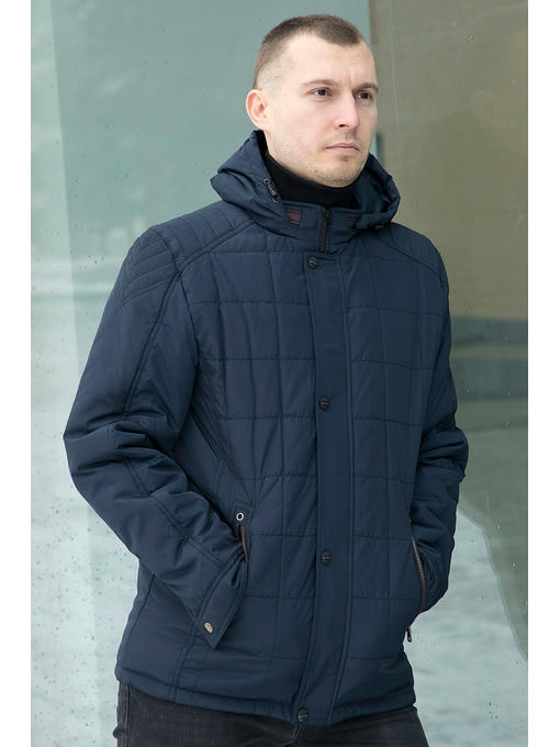 Мужская темно-синяя куртка на весну/осень с капюшоном бренд