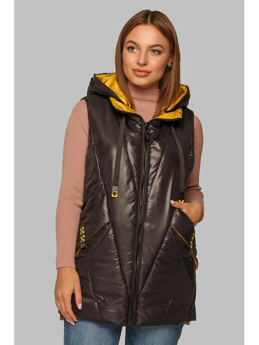 Жилет из плащевки, черный с отстегивающимся капюшоном — изображение 5