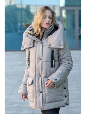Куртка зимняя женская оверсайз цвета бежевая фисташка