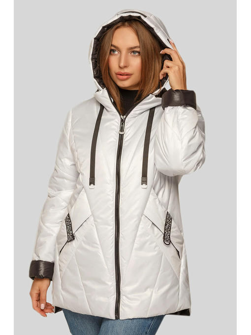 Белая куртка на сезон весна / осень больших размеров — изображение 3