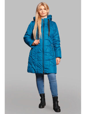 Бирюзовая демисезонная куртка в размерах 50-60 с капюшоном от