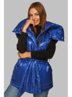 Женская жилетка из плащевки в цвете электрик с поясом