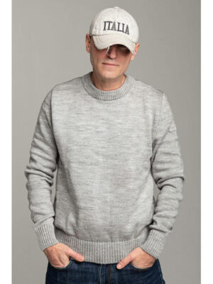 Стильный теплый мужской джемпер Поло светло-серый