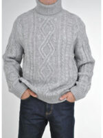 Зимний теплый мужской свитер серый