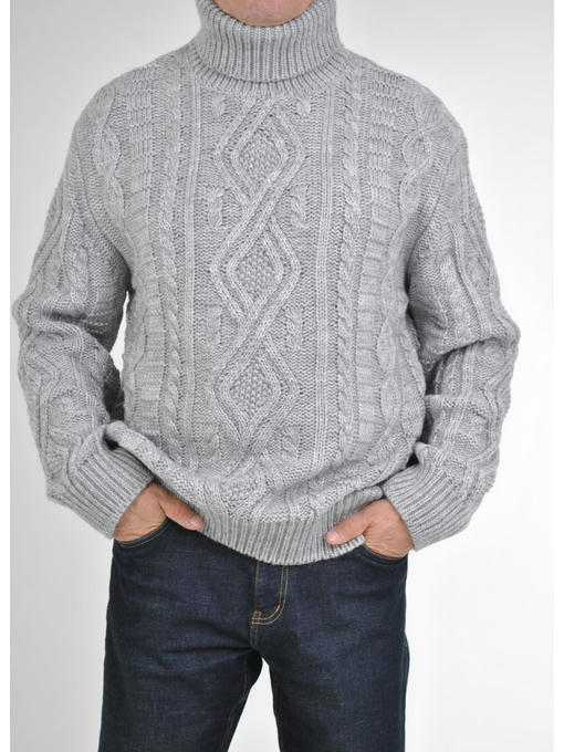 Зимний теплый мужской свитер серый