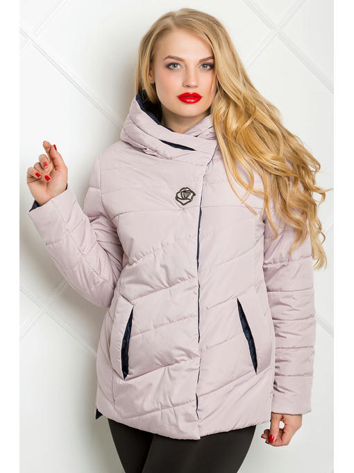 Демисезонная куртка цвета пудра из плащевки с капюшоном — изображение 4