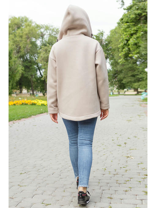 Кофта спортивная с молнией и капюшоном бежевого цвета — изображение 2