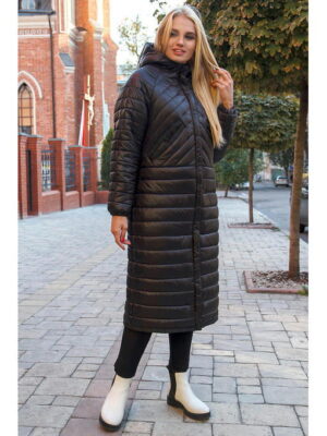 Молодежное модное демисезонное пальто в стиле оверсайз черного цвета