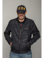 Ветровка мужская темно-синего цвета с милитари-фактурой на сезон весна-осень