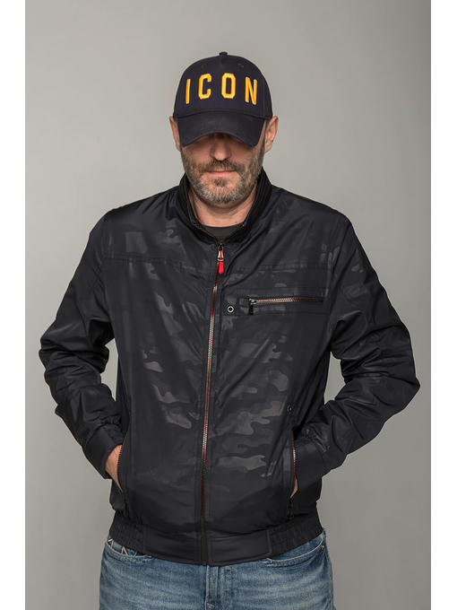 Ветровка мужская темно-синего цвета с милитари-фактурой на сезон весна-осень