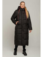 Пальто женское зимнее из плащевки черное из новой коллекции