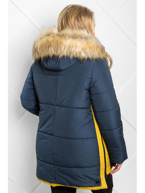 Зимняя женская парка МR синего цвета с желтыми вставками — изображение 3