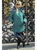 Зимняя удлиненная женская куртка, зеленая