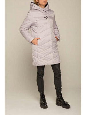 Красивая женская куртка цвета слоновой кости на весну/осень удлиненная, прямого кроя