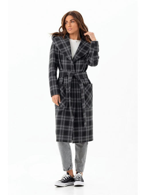 Длинное пальто с капюшоном черное — изображение 6