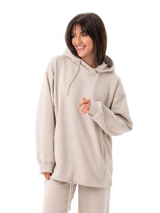 Длинное худи с капюшоном бежевое — изображение 3