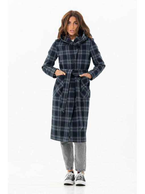 Длинное пальто с капюшоном синее — изображение 6