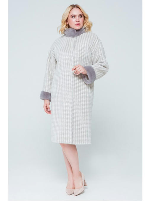 Пальто с норкой серо-белое — изображение 4