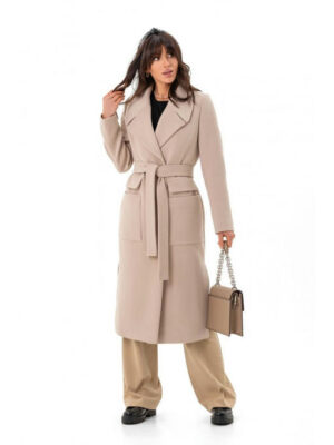 Кашемировое пальто с разрезами бежевое