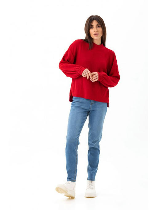 Свитер с рукавами-фонариками красный