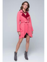 Пальто двухцветное розовое