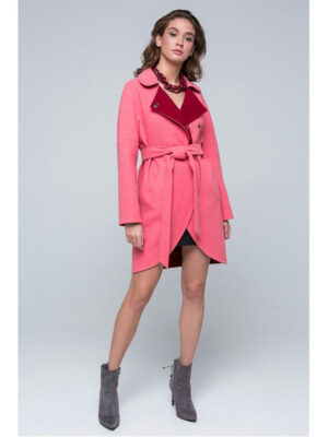 Пальто двухцветное розовое