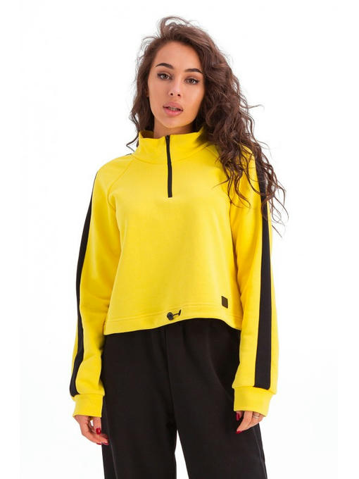 Кроп кофта из трехнити желтая — изображение 2