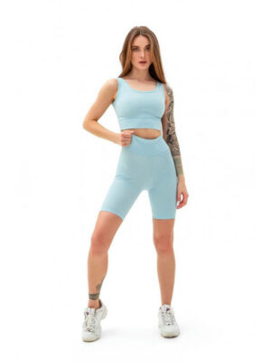 Топ в рубчик голубой